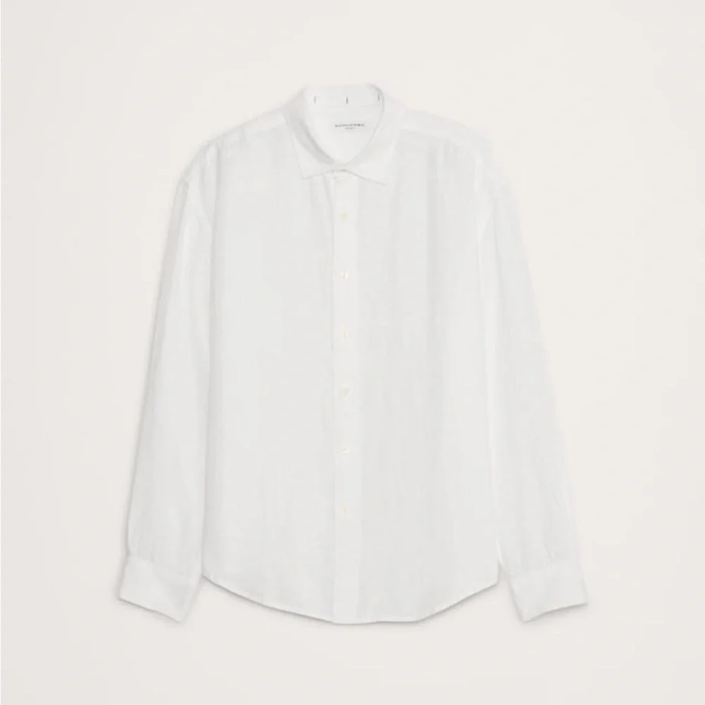 NWT Banana Republic Relaxed Fit White Linen Shirt Sz Large (#766367)